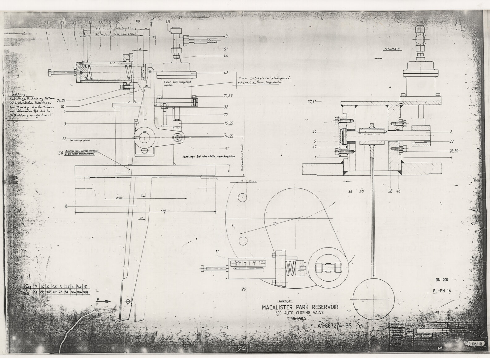 MacAlister Park Reservoir, 600 Autoclosing Valve Details | Archives Online