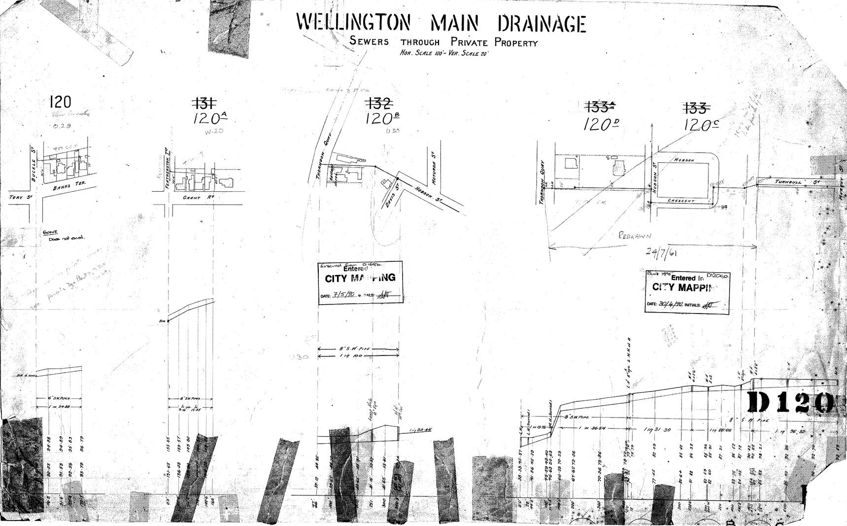 Wellington Main Drainage, sewers through private property