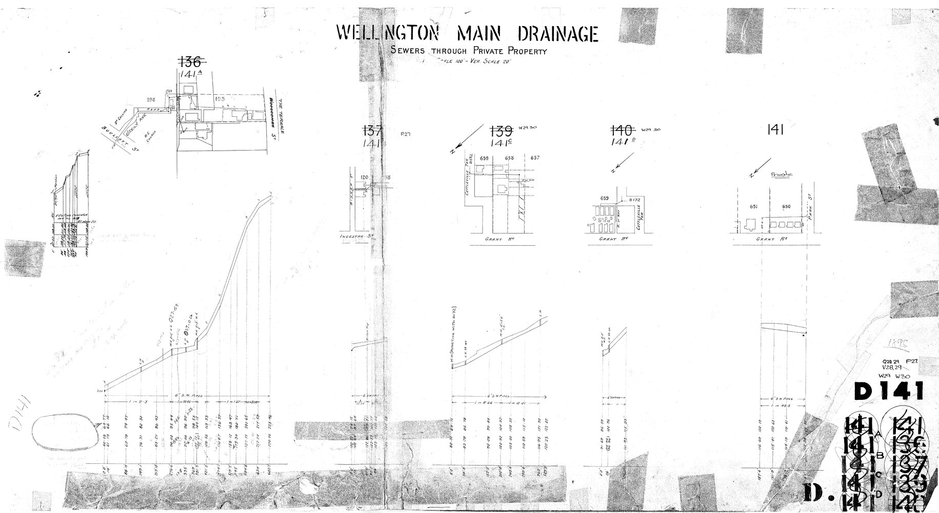 Wellington Main Drainage, Boulcott Street to to Woolcombe Street [The Terrace], Binham Street, Cottleville Terrace, Grant Road, Park Street