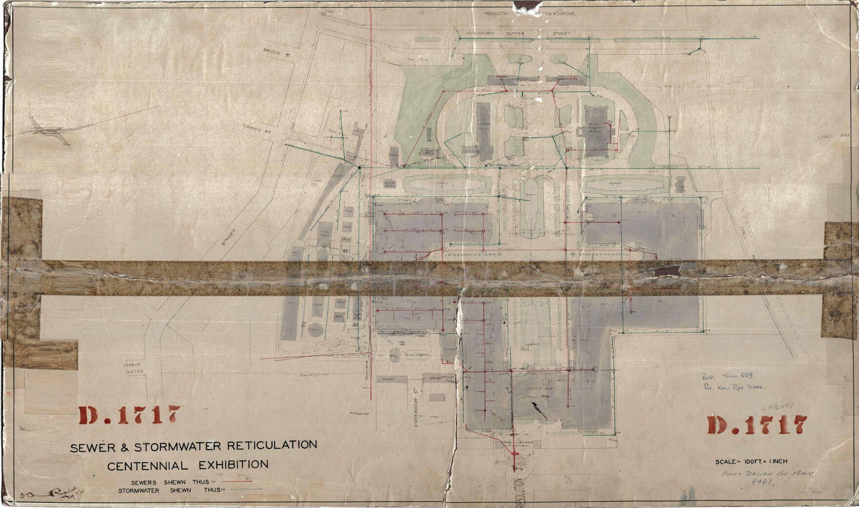 Sewer and stormwater reticulation, Centennial Exhibition, Rongotai Aerodrome, Kingsford Smith Street, Bridge Street, Tirangi Road, Salek Street, Lyall Parade