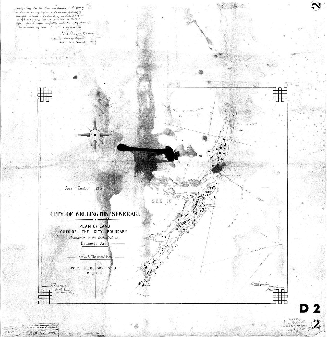 City of Wellington Sewerage, plan of land outside the city boundary proposed to be included in drainage area