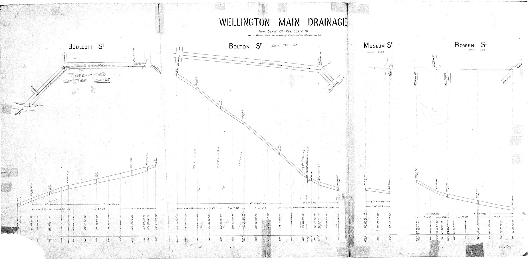Wellington Main Drainage, Boulcott Street, Bolton Street, Museum Street, Bowen Street