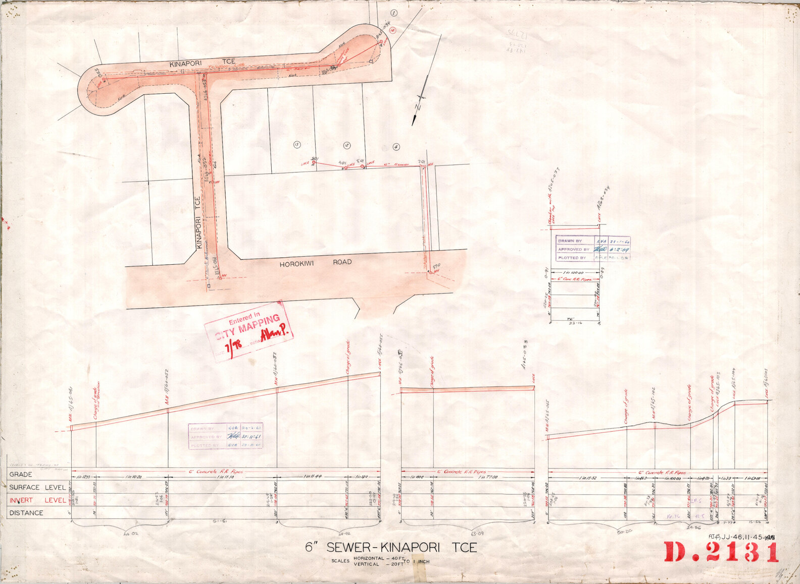 6" sewer, Kinapori Terrace, Horokiwi Road