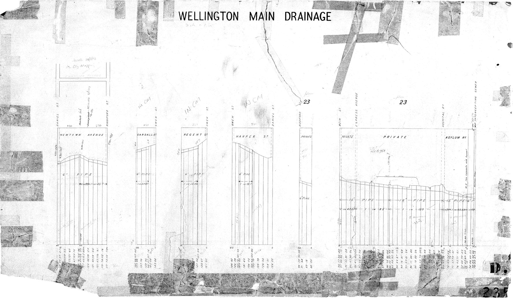 Wellington Main Drainage, Newtown Avenue, Cardall Street, Regent Street, Harper Street, Asylum Reserve