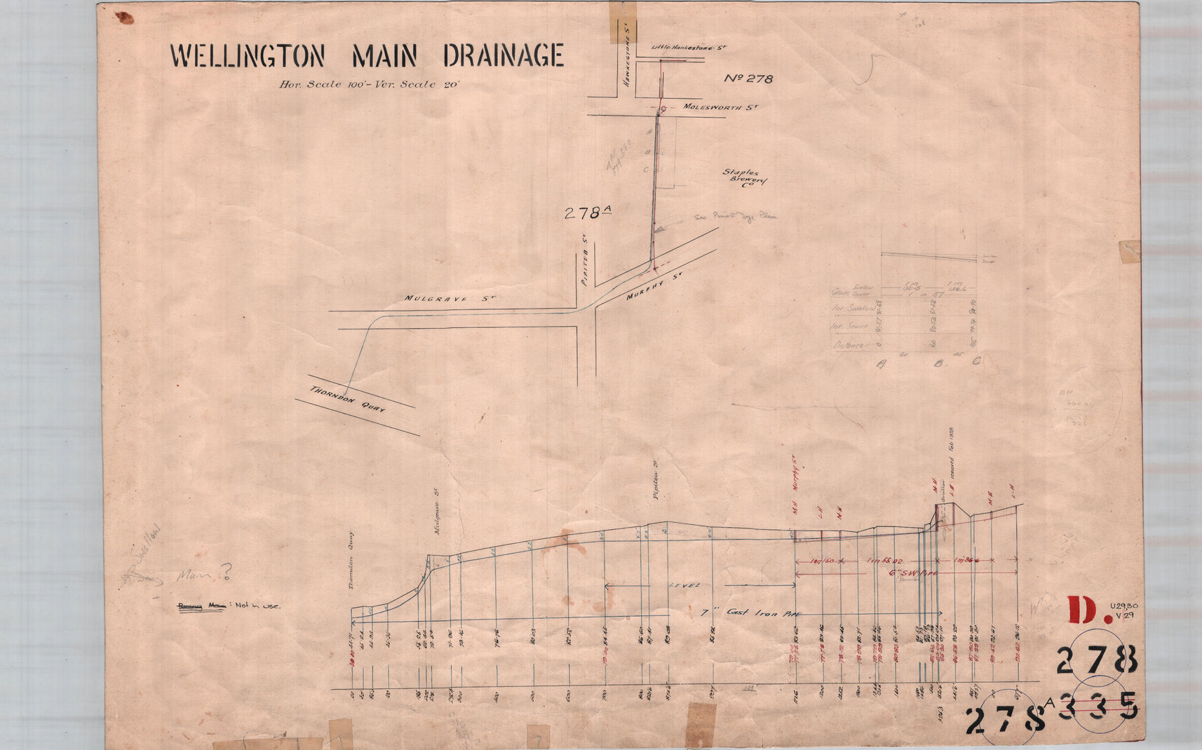 Wellington Main Drainage, Thorndon Quay to Little Hawkestone Street