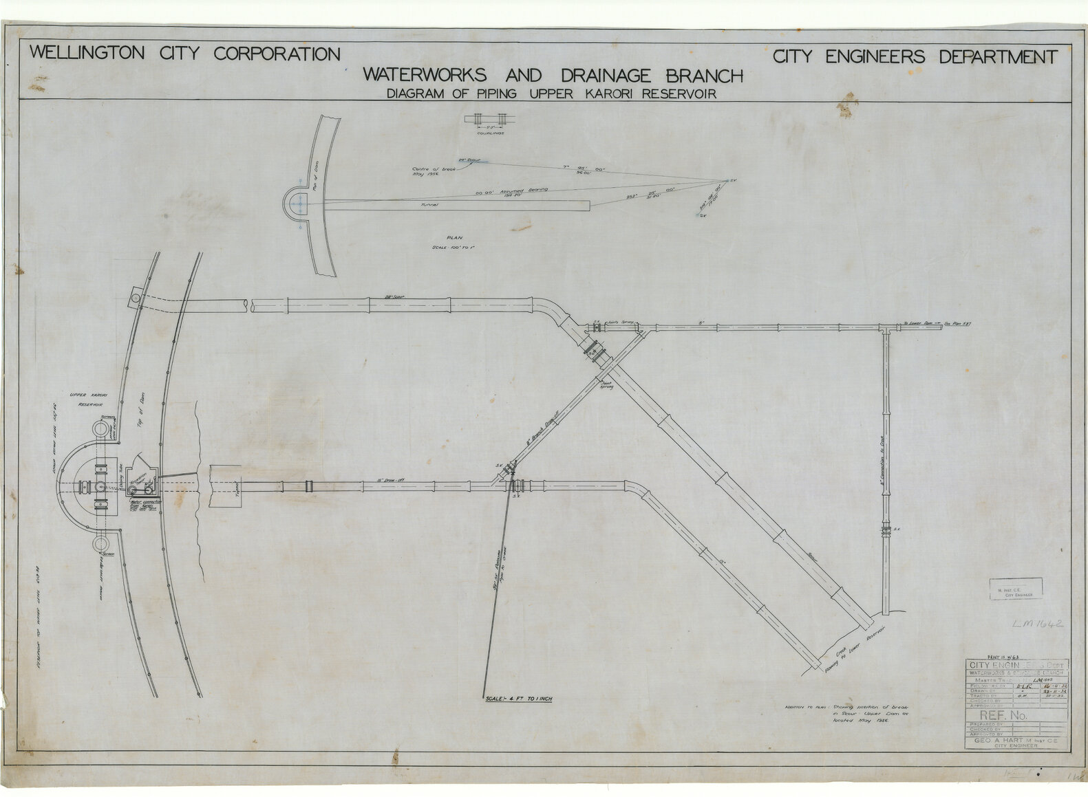 Diagram of piping upper Karori reservoir