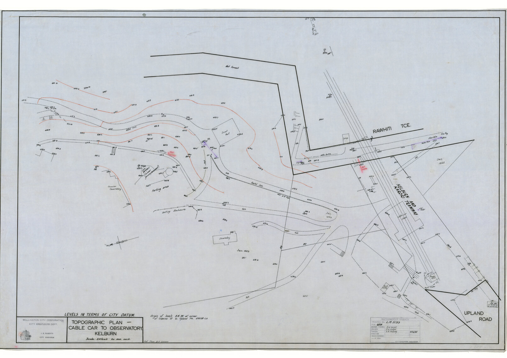Topographic plan, Cable car to observatory, Kelburn