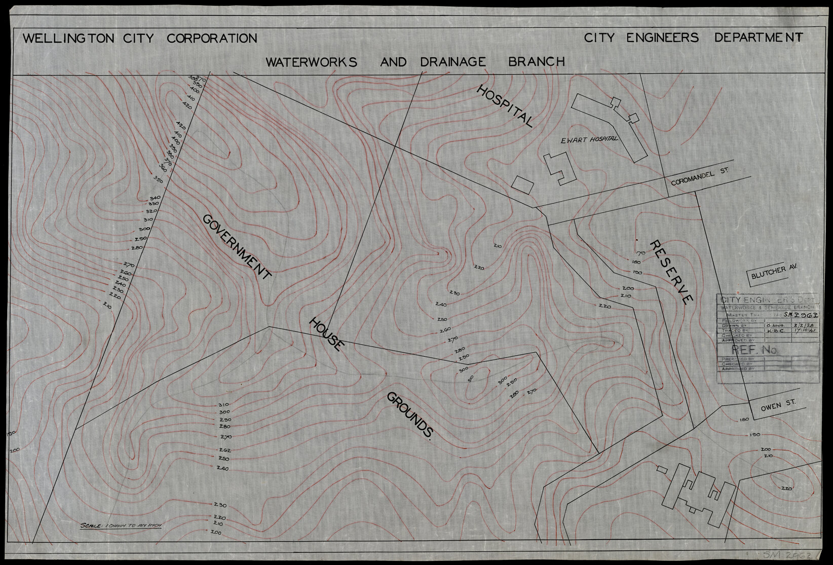 [Government House grounds and Hospital Reserve, contour map]