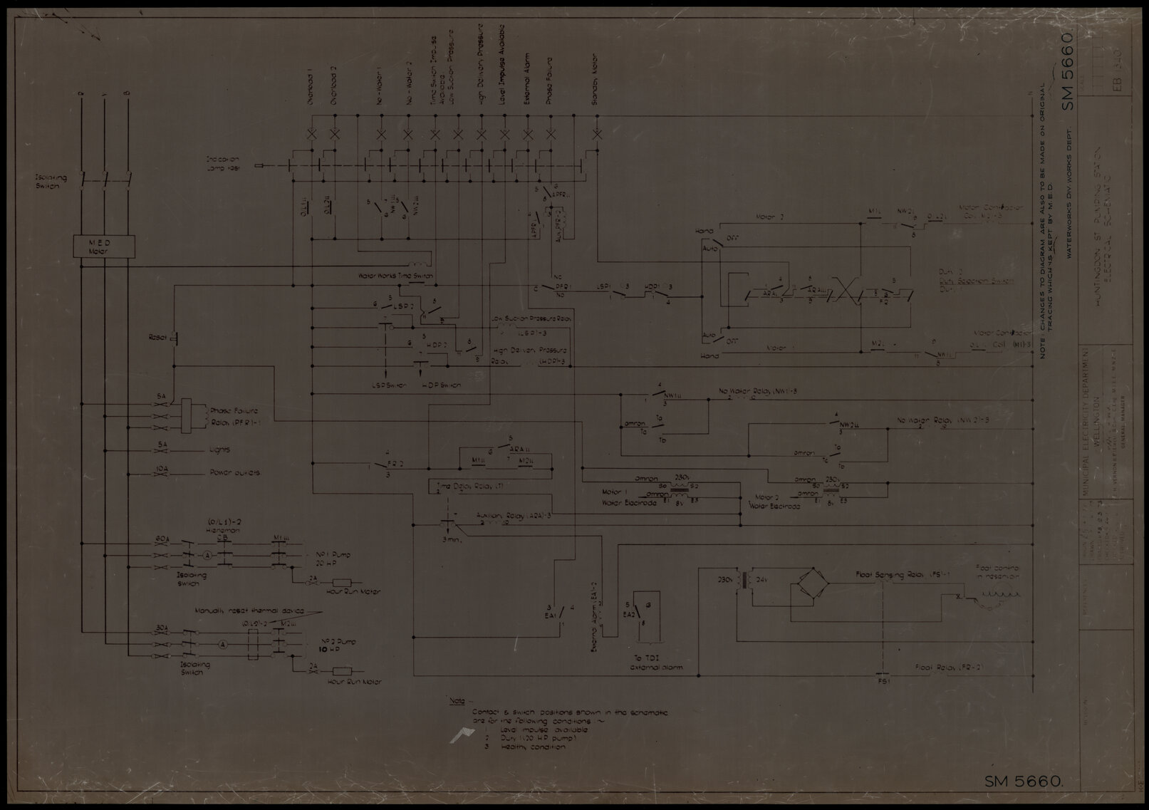 Huntingdon Street pumping station, Electrical schematic