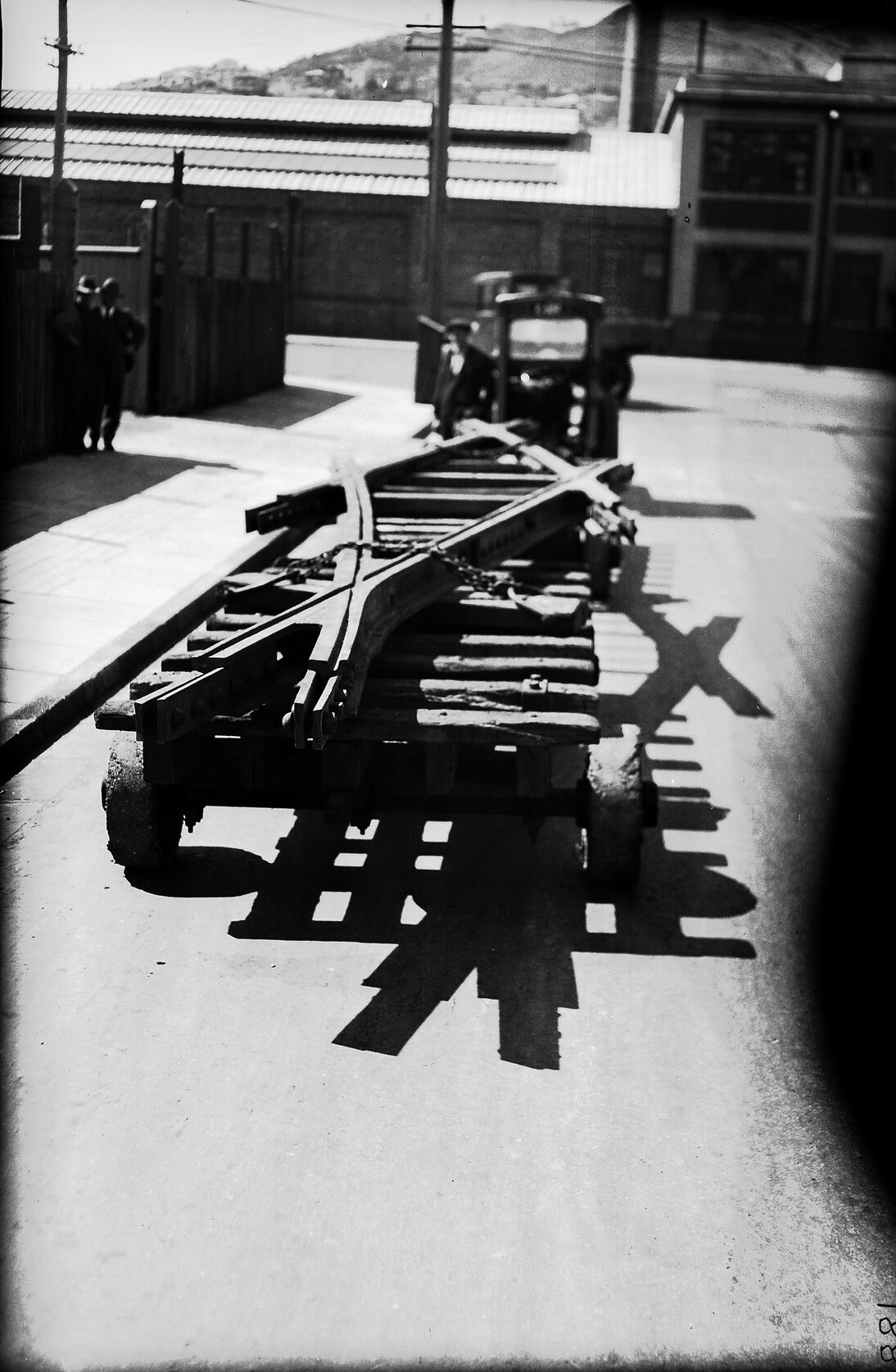Wellington City Corporation Yard , Cable Street. Piece of tram rail specially made for Miramar Junction