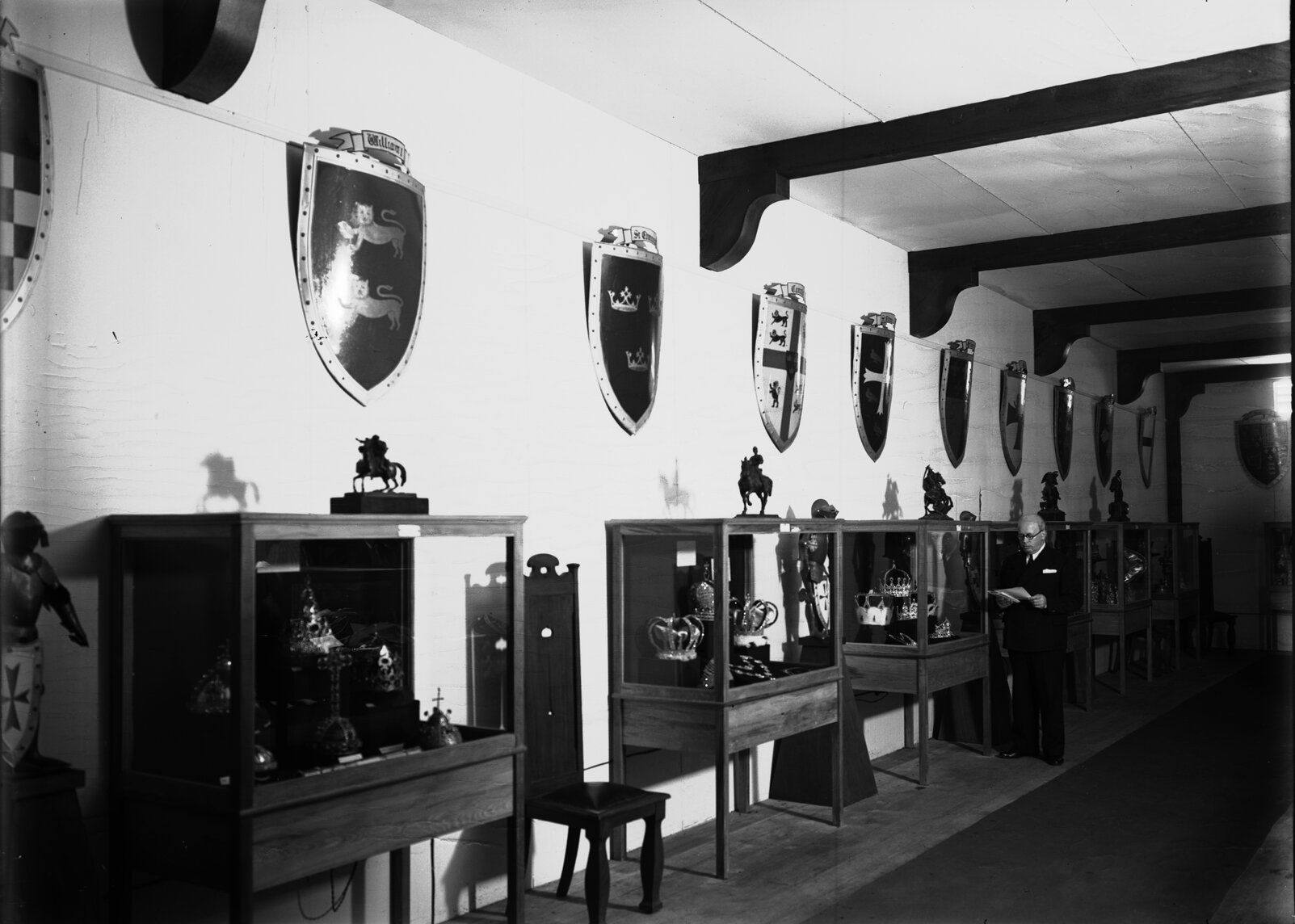 Replicas of Crown Jewels and Heraldic Shields on display
