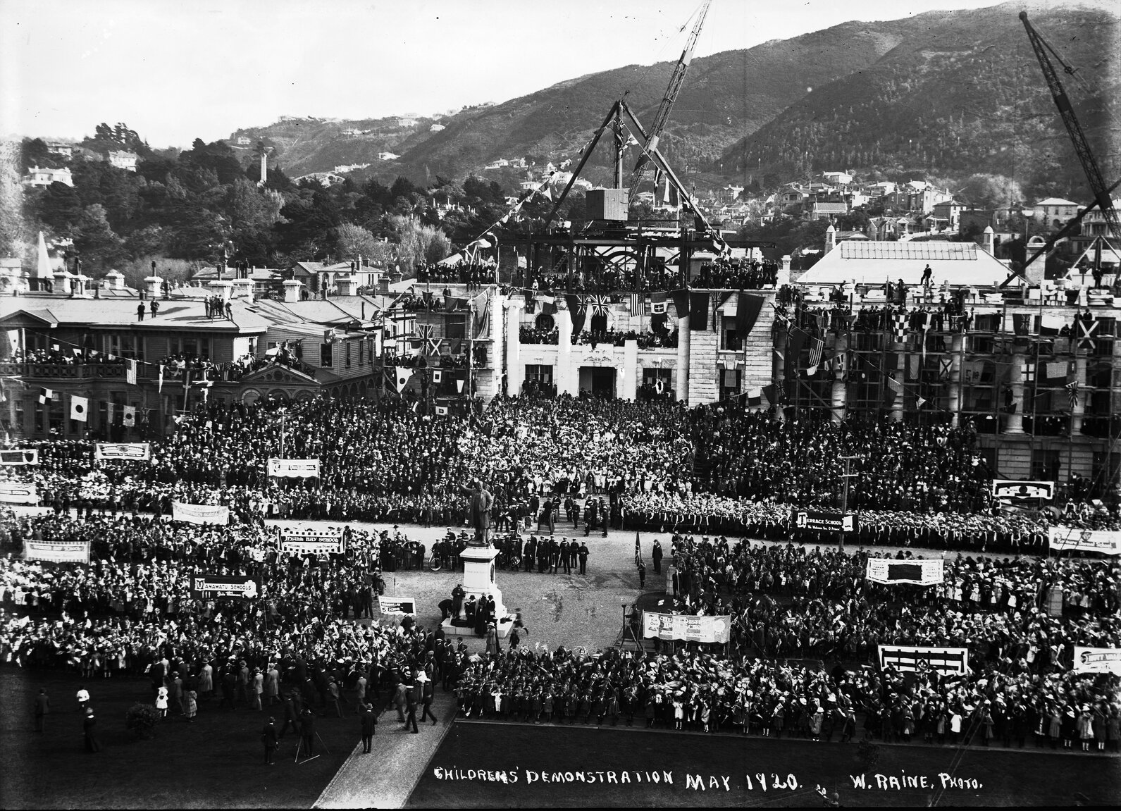 Children's demonstration for the Royal Visit of the Prince of Wales