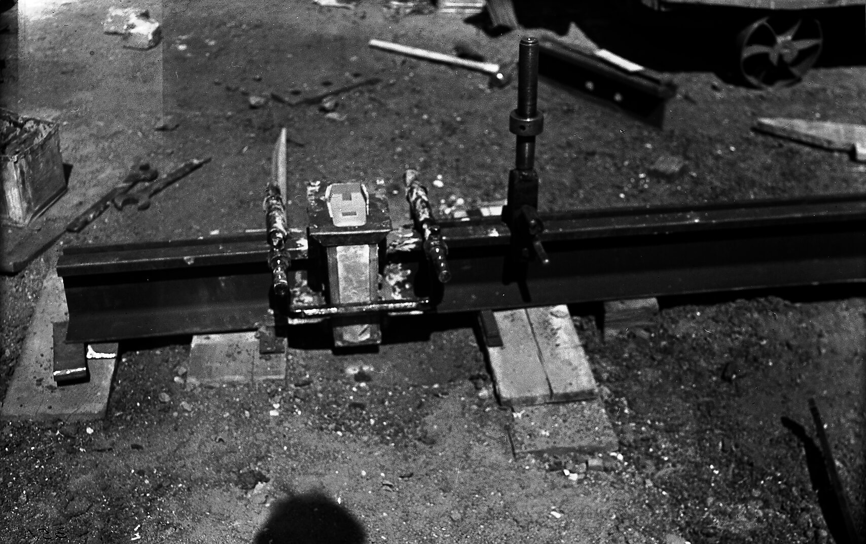 Detail of Tram Rail, mould cramped into position.