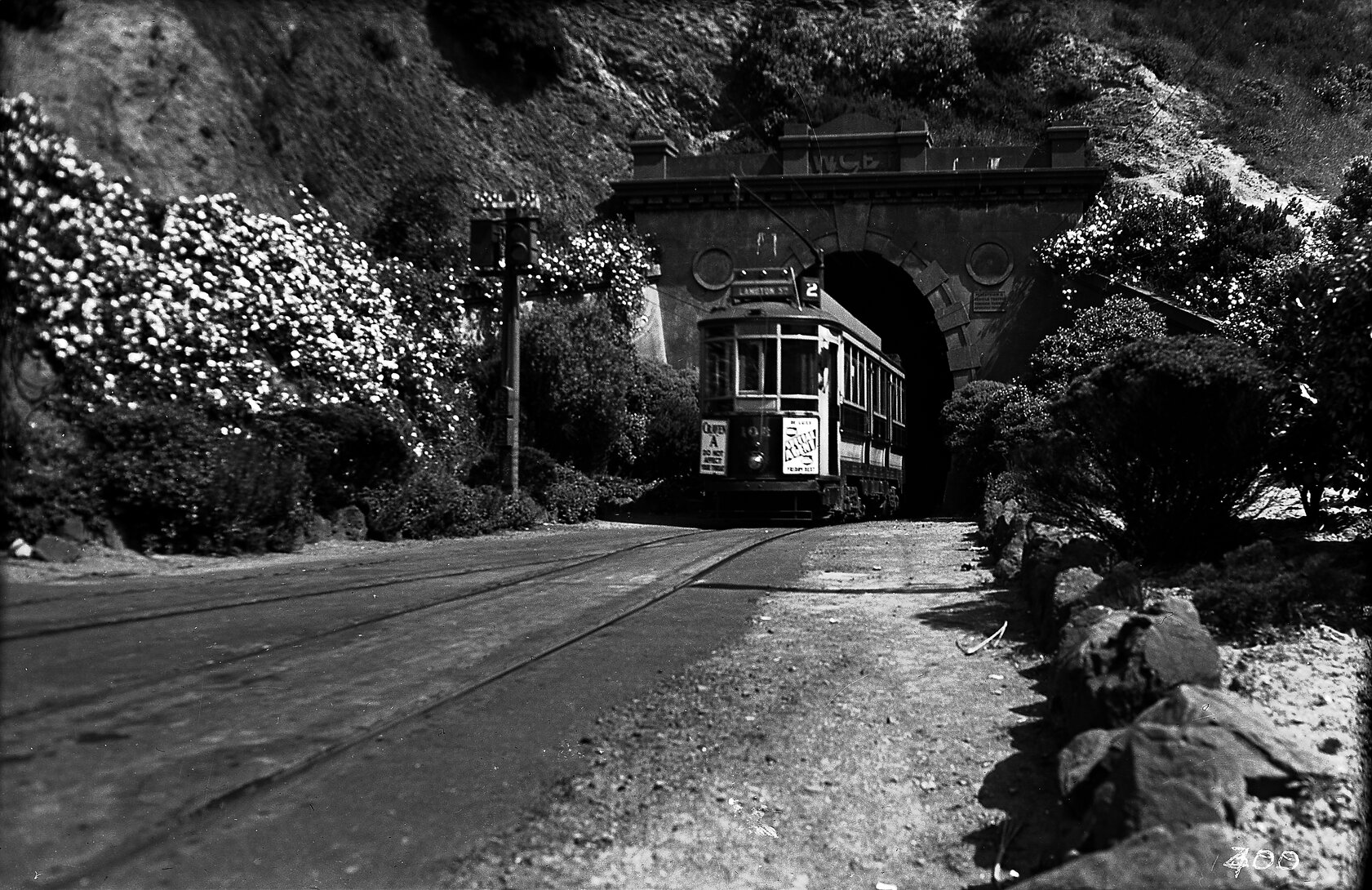 Lambton Station bound Tramcar, no. 103 entering Hataitai Tunnel , Hataitai Portal