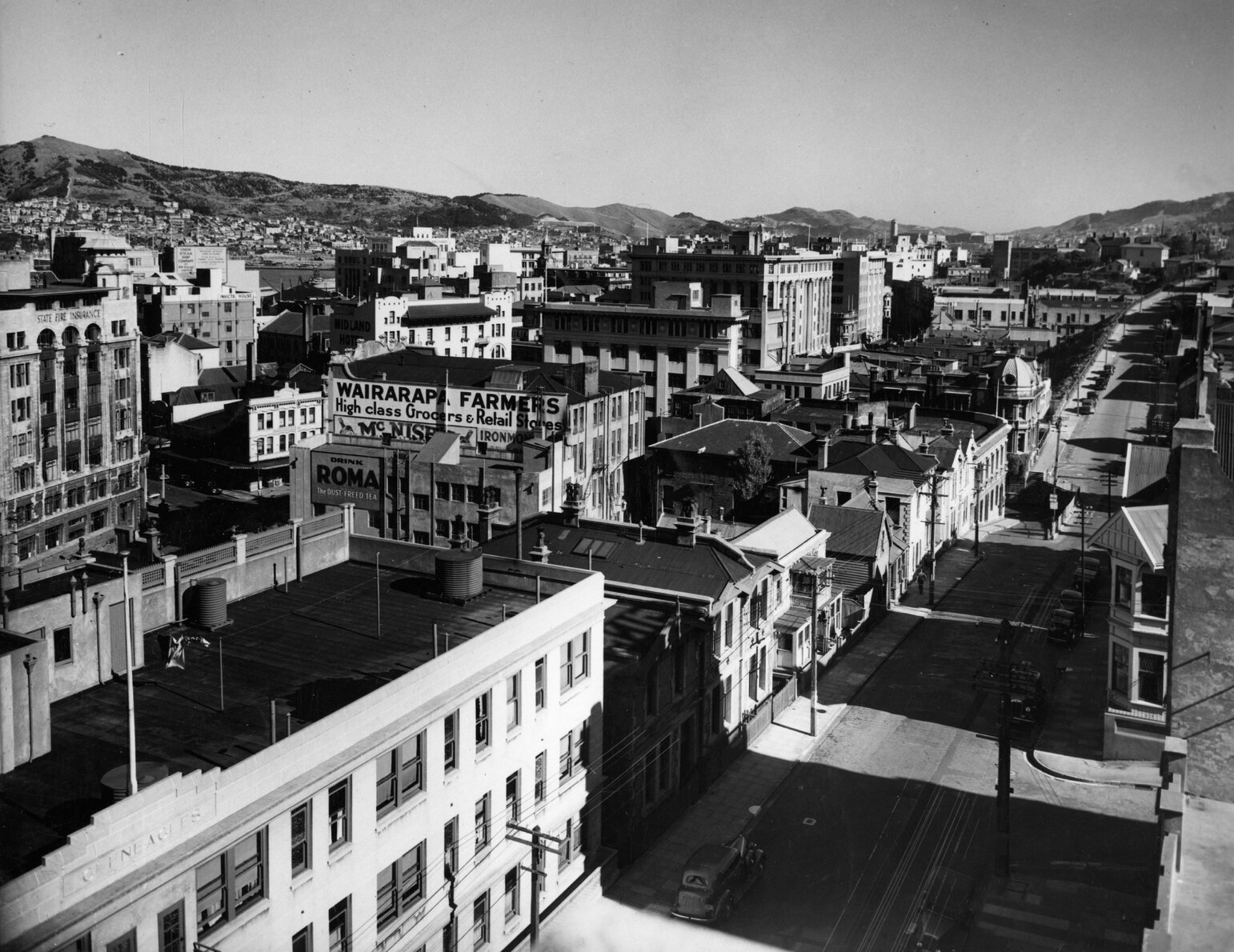Elevated view of The Terrace, looking south from Aurora Terrace