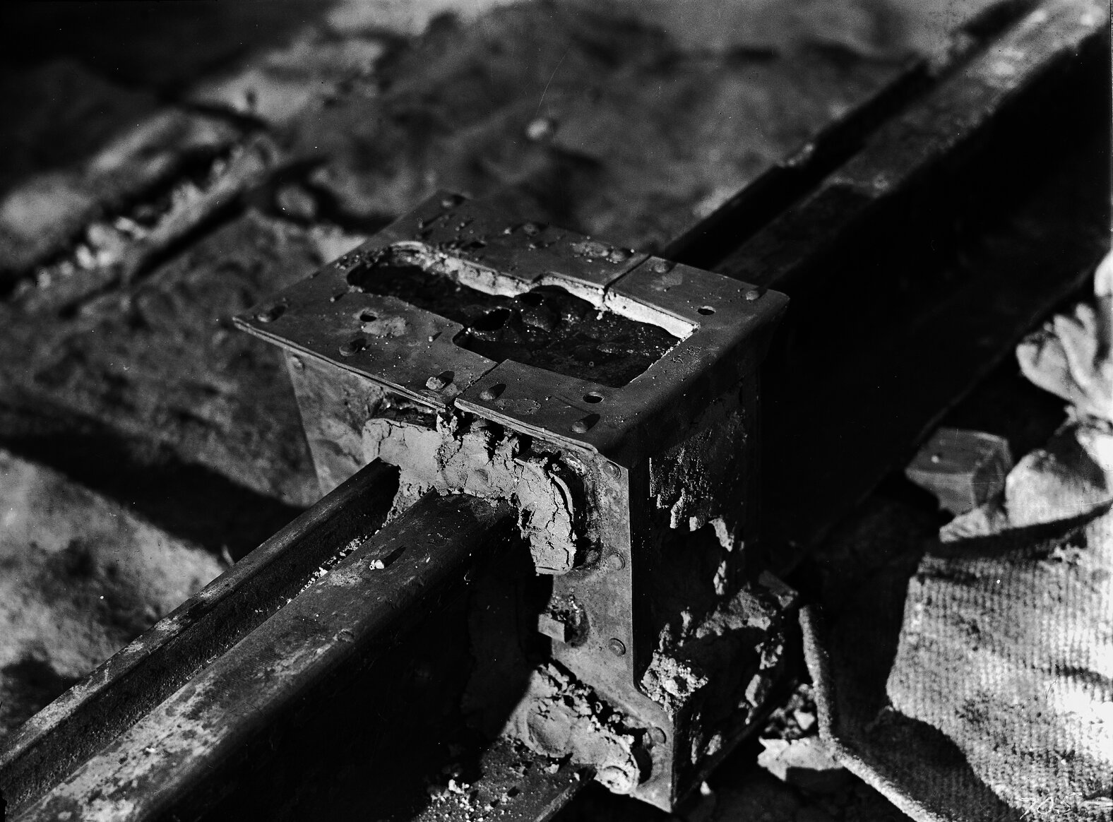 Tram Tracks on Bunny Street, demonstration of 'Thermit' weld