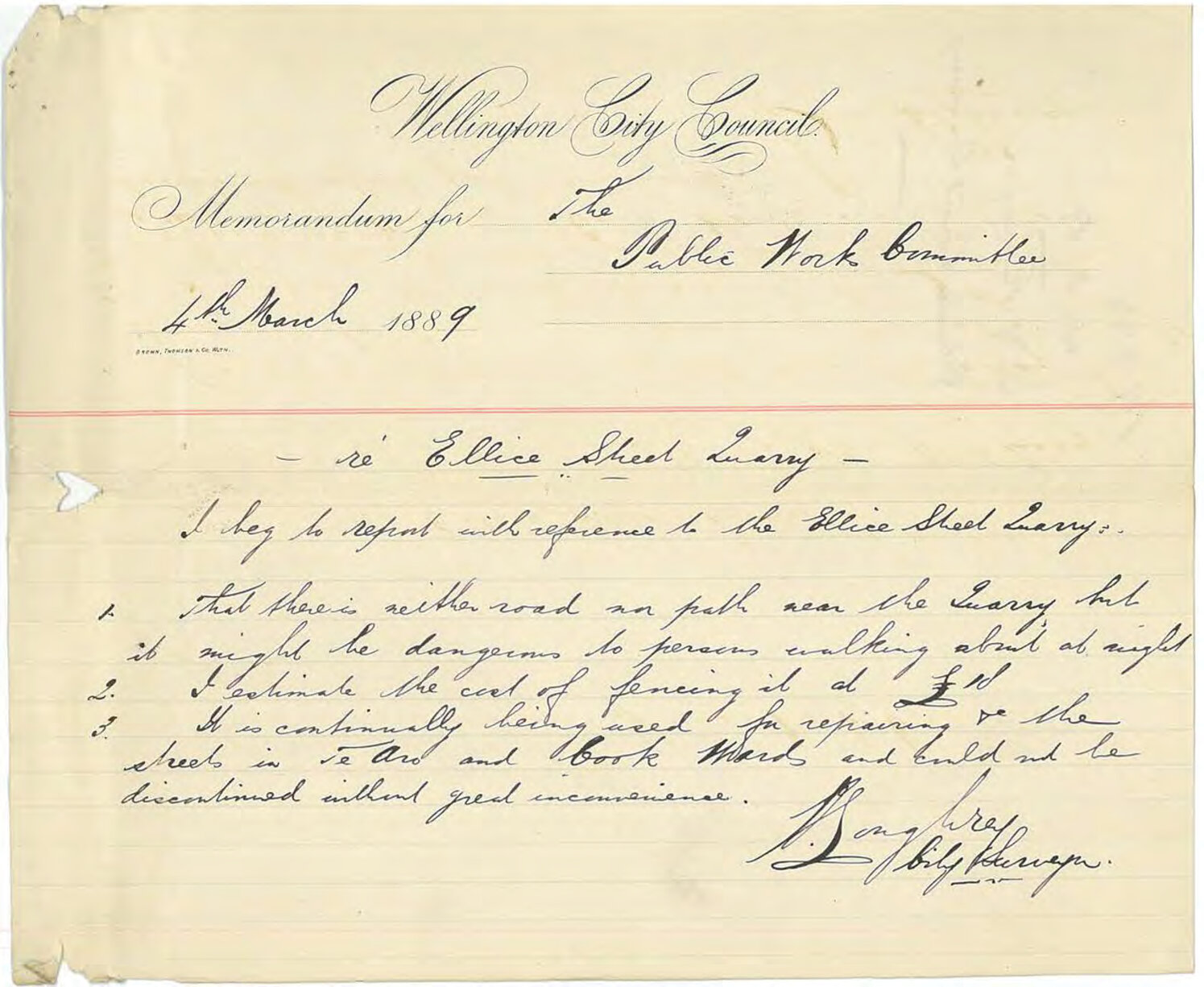 Ellice Street Quarry - City Surveyor
