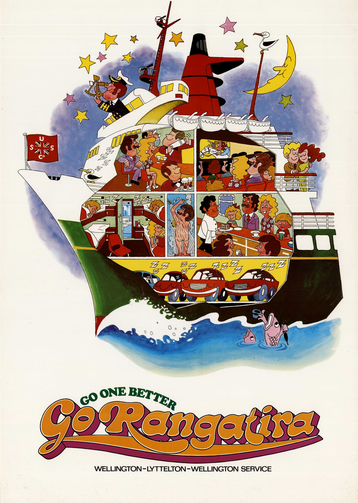 USSCo, Union Steam Ship Company advertisement poster - Go Rangatira
