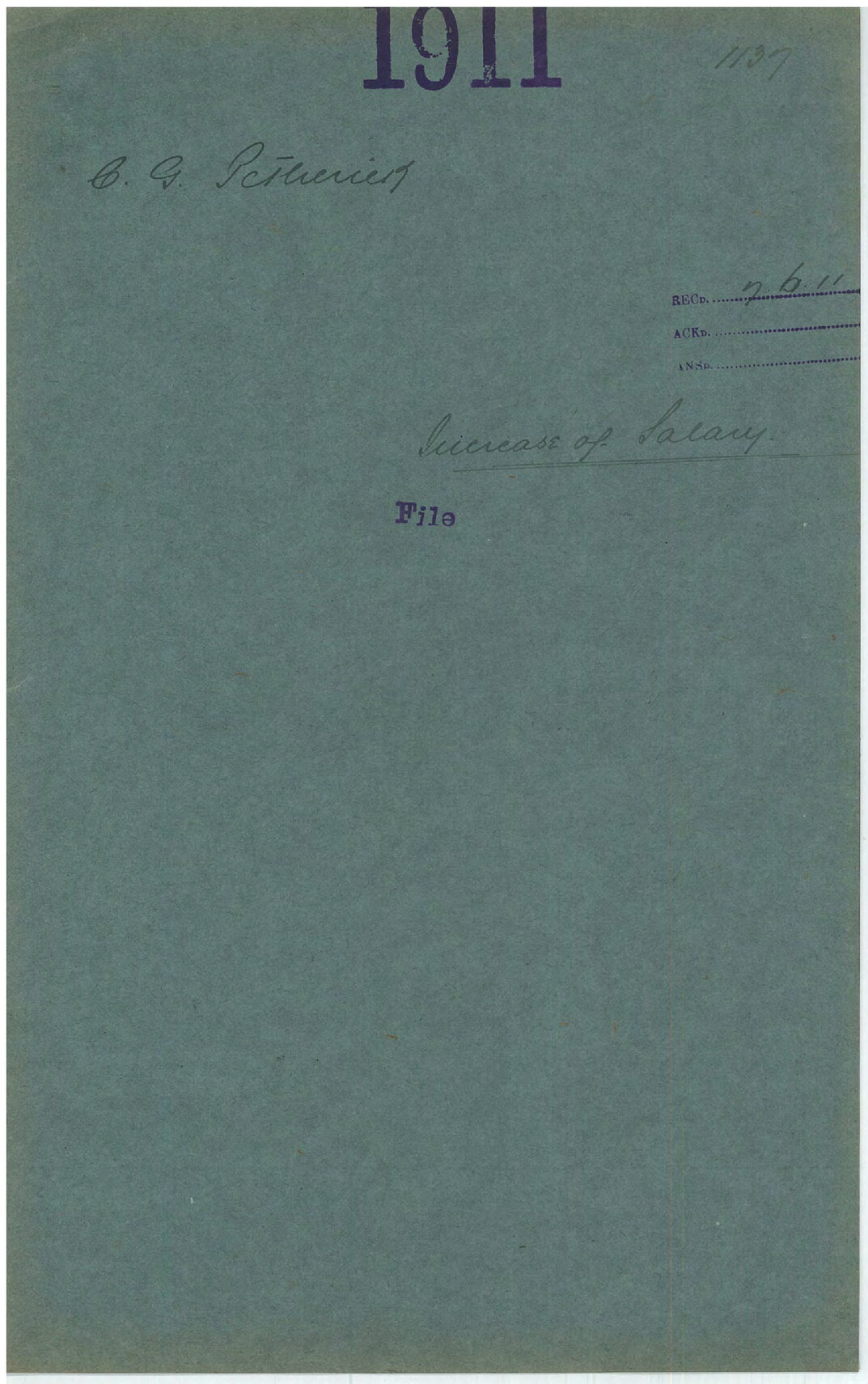 Increase of salary - C G Petherick