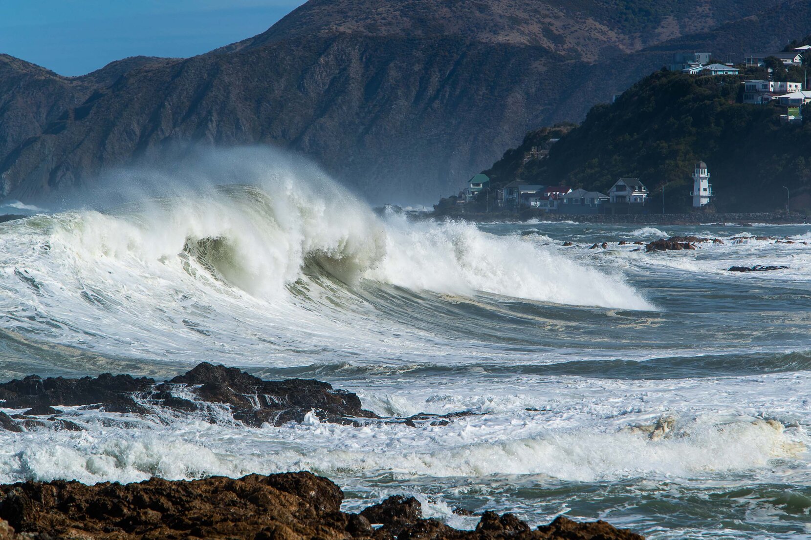 South Coast of Wellington during a big southerly storm surge