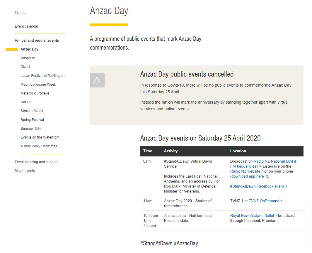 Event - Public events cancellation Anzac Day