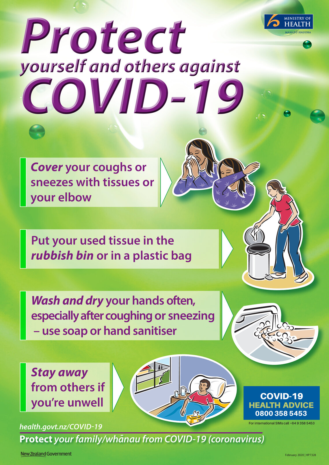 Ministry of Health, protect yourself against coronavirus poster, english
