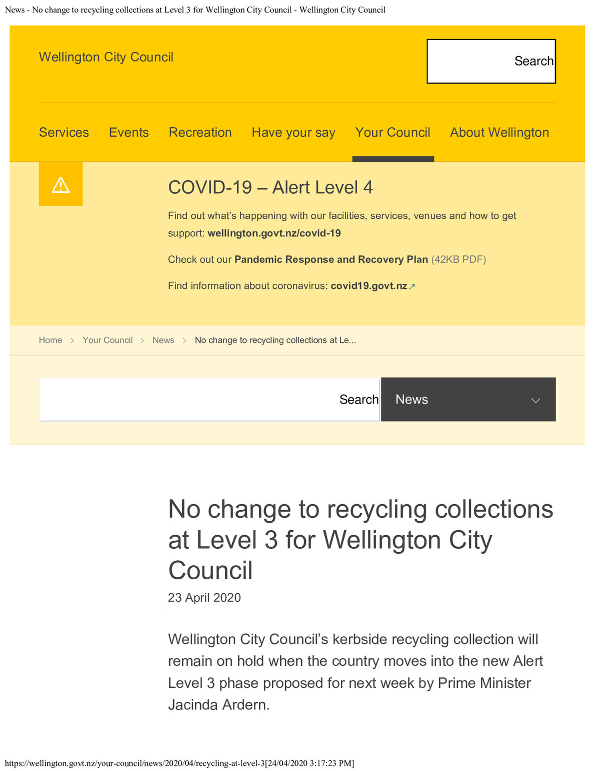 News - No change to recycling collections at Level 3 for Wellington City  Council | Archives Online