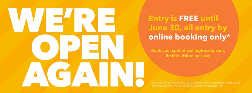 Facebook banner Wellington Zoo - reopens at Level 2