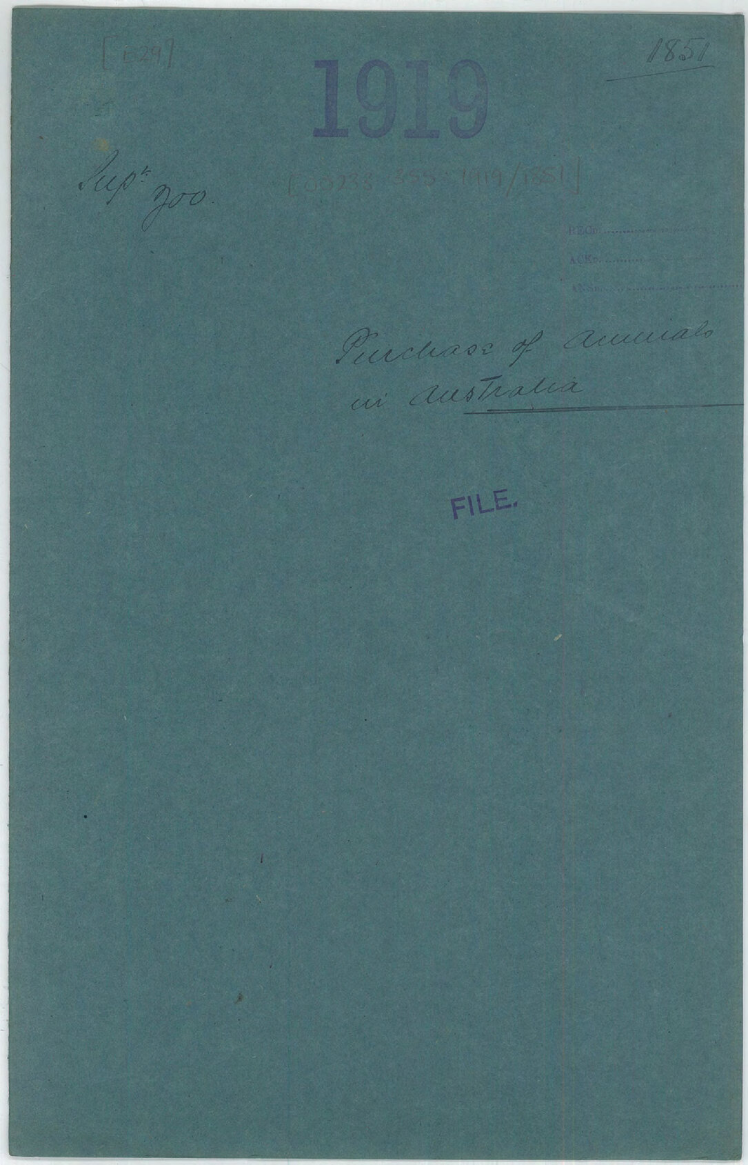 Purchase of animals in Australia - Superintendent of Zoo