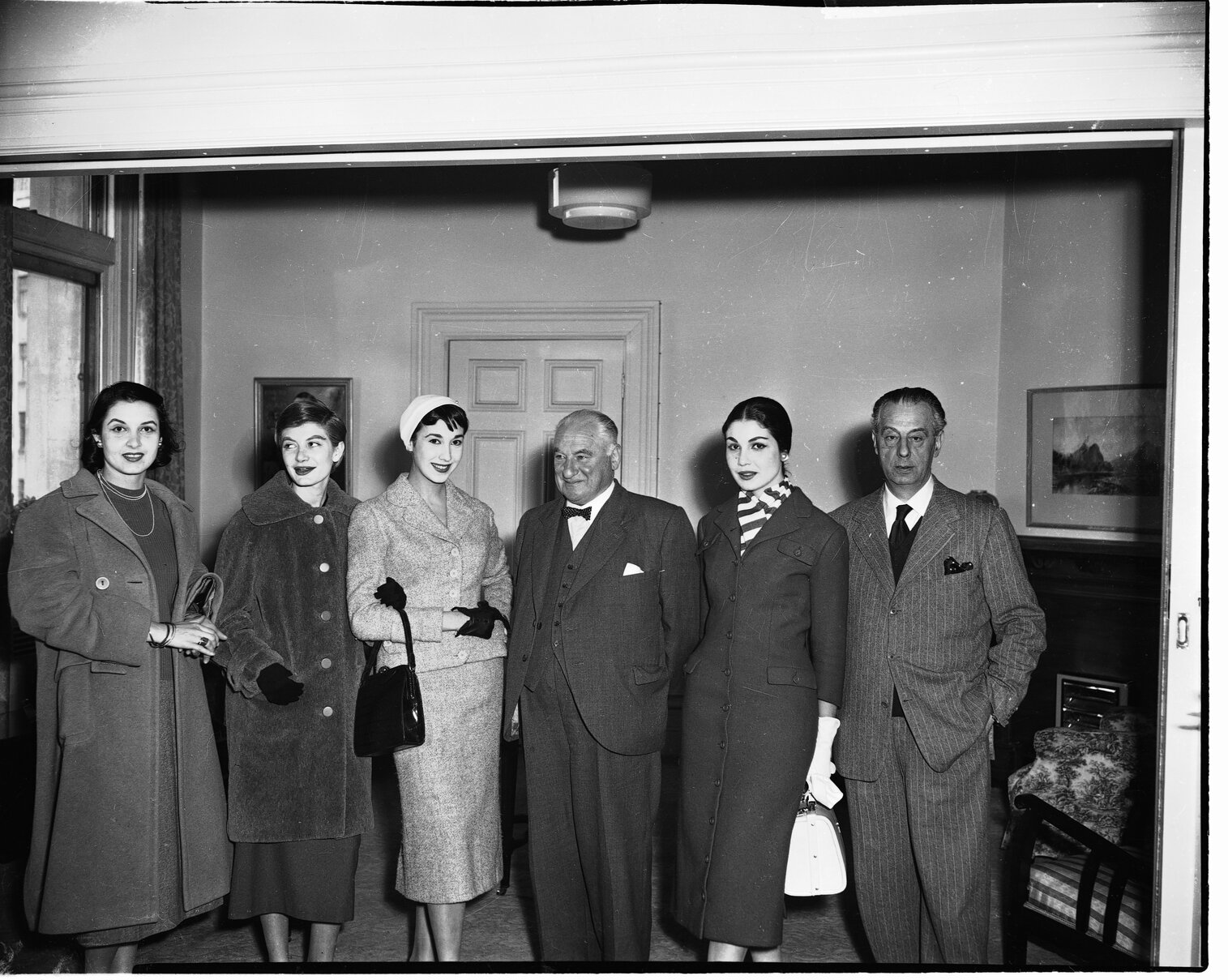 Mayor Macalister with Italian models. Mayoral Reception Room.