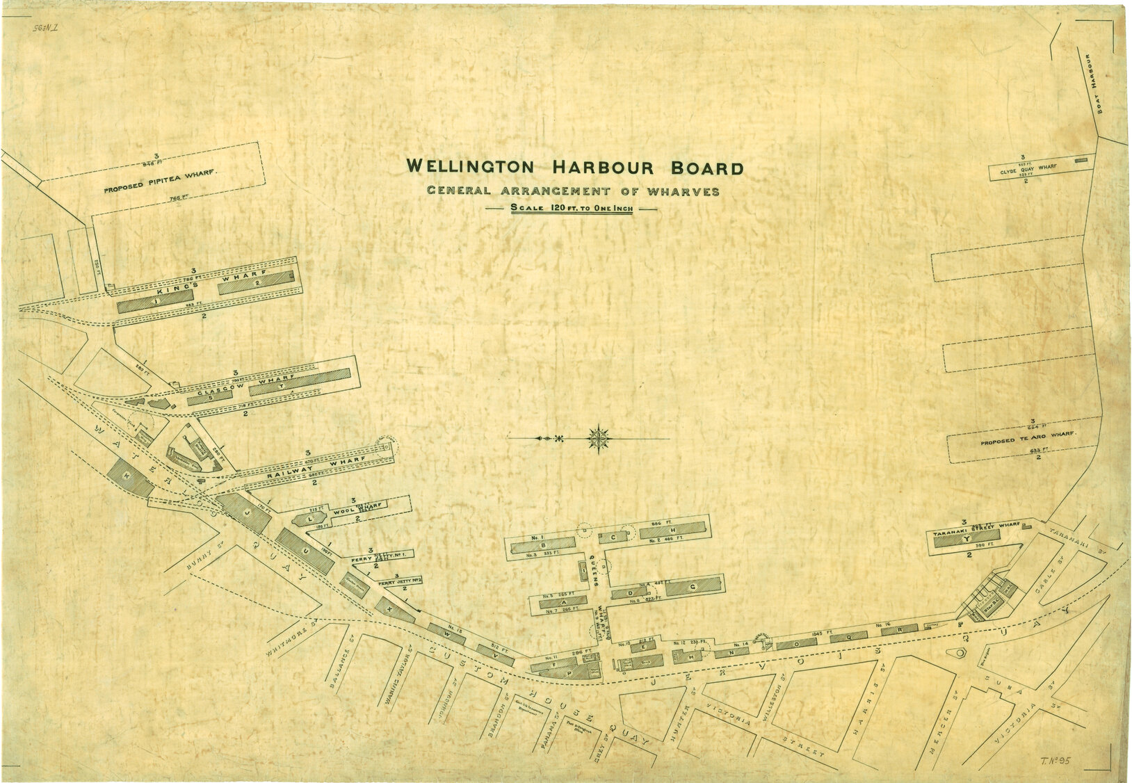 General Arrangement of Wharves - Scale 120ft. to inch.