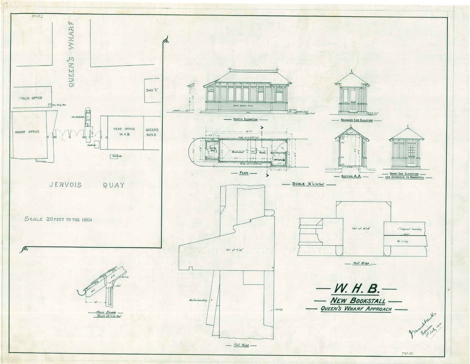 Bookstall, Queens Wharf - Erected 1910