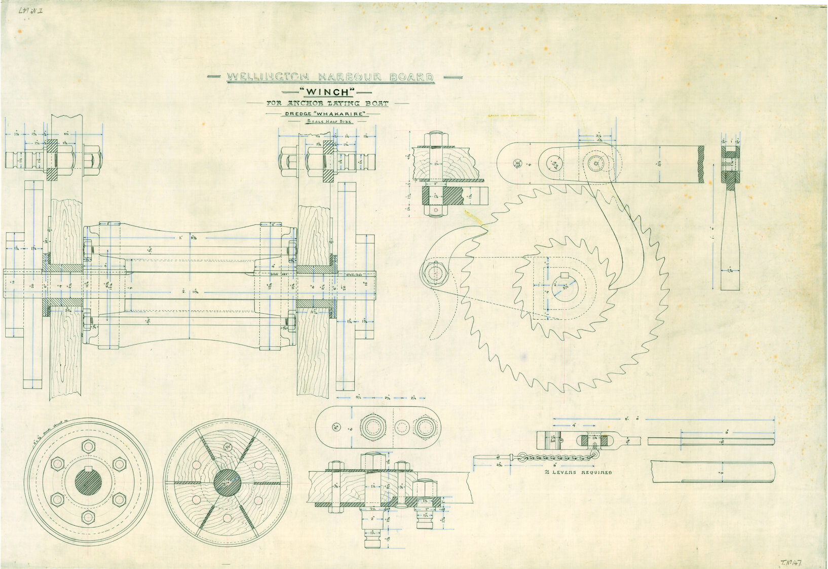 Winch for Anchor Laying Boat for Dredge "Whakarire"