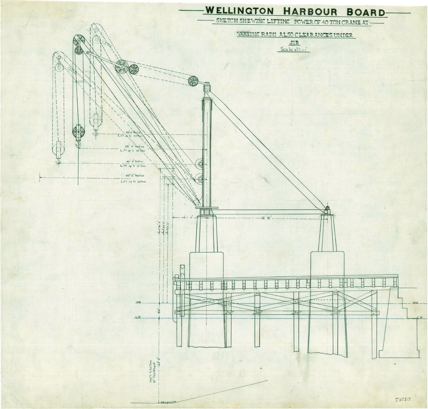 40 55 ton Crane Showing Clearances &amp; Rake Under Jib