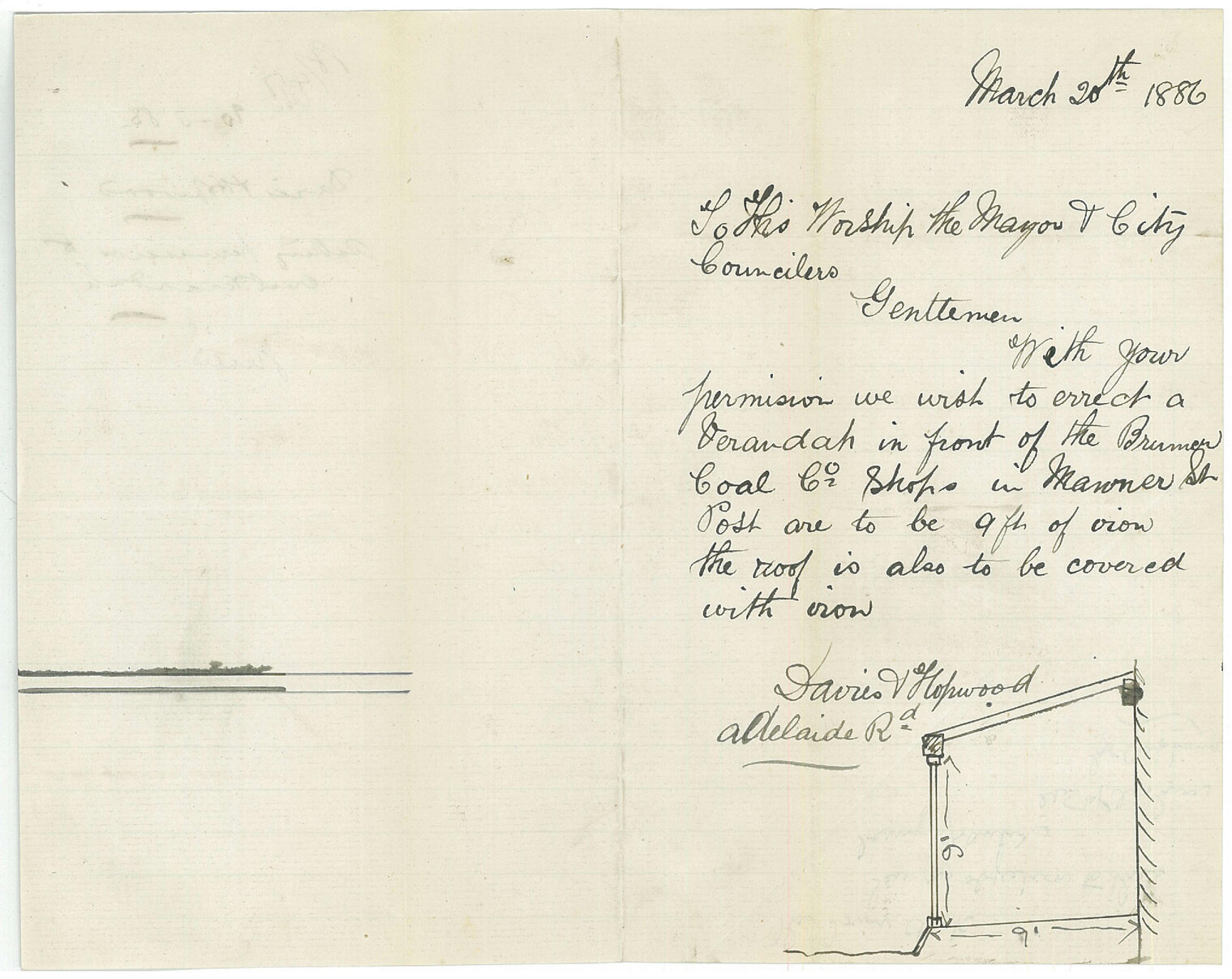 Asking permission to erect verandah - Davies and Hopwood