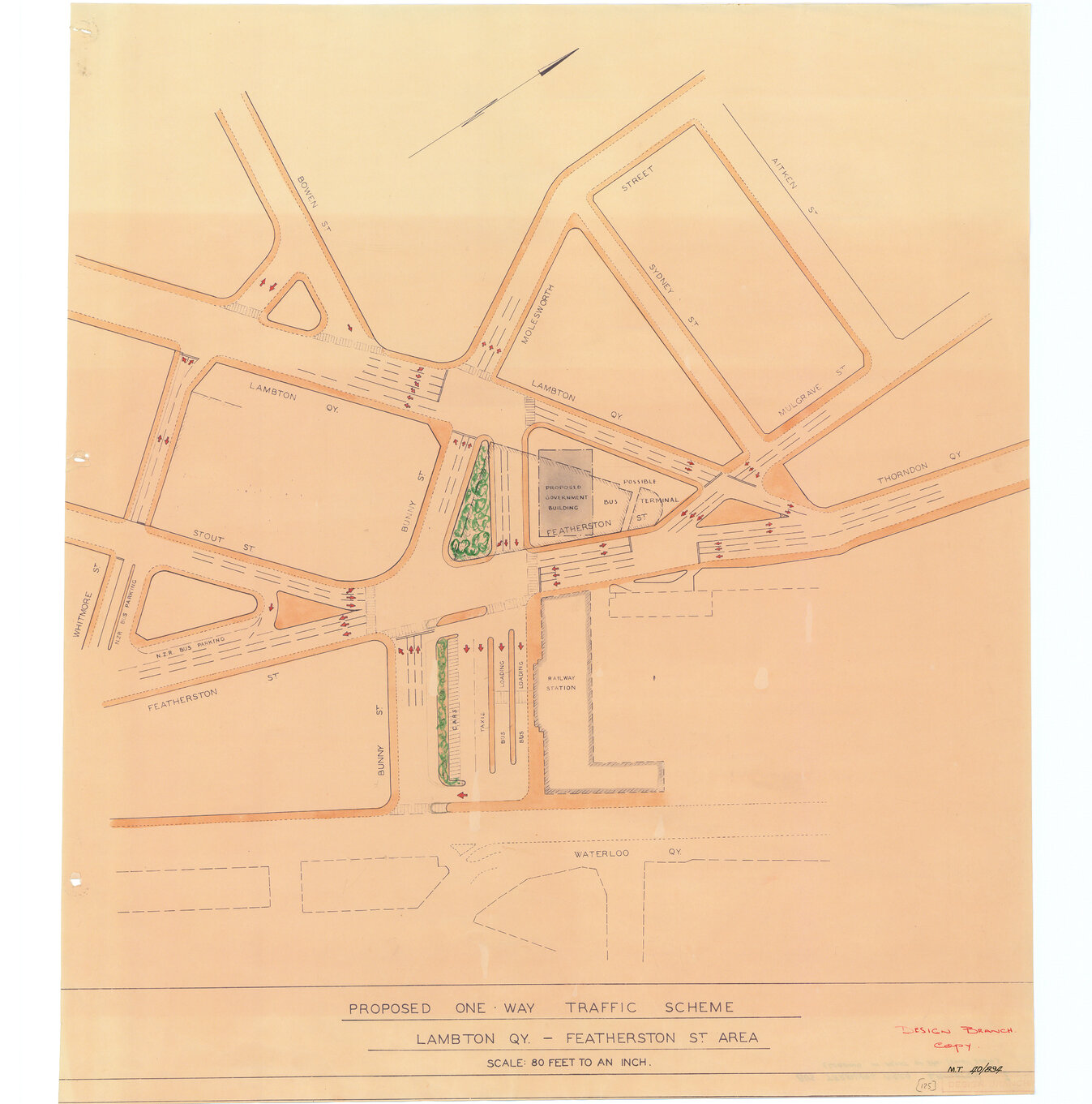 Proposed one-way traffic scheme Lambton Quay - Featherson Street