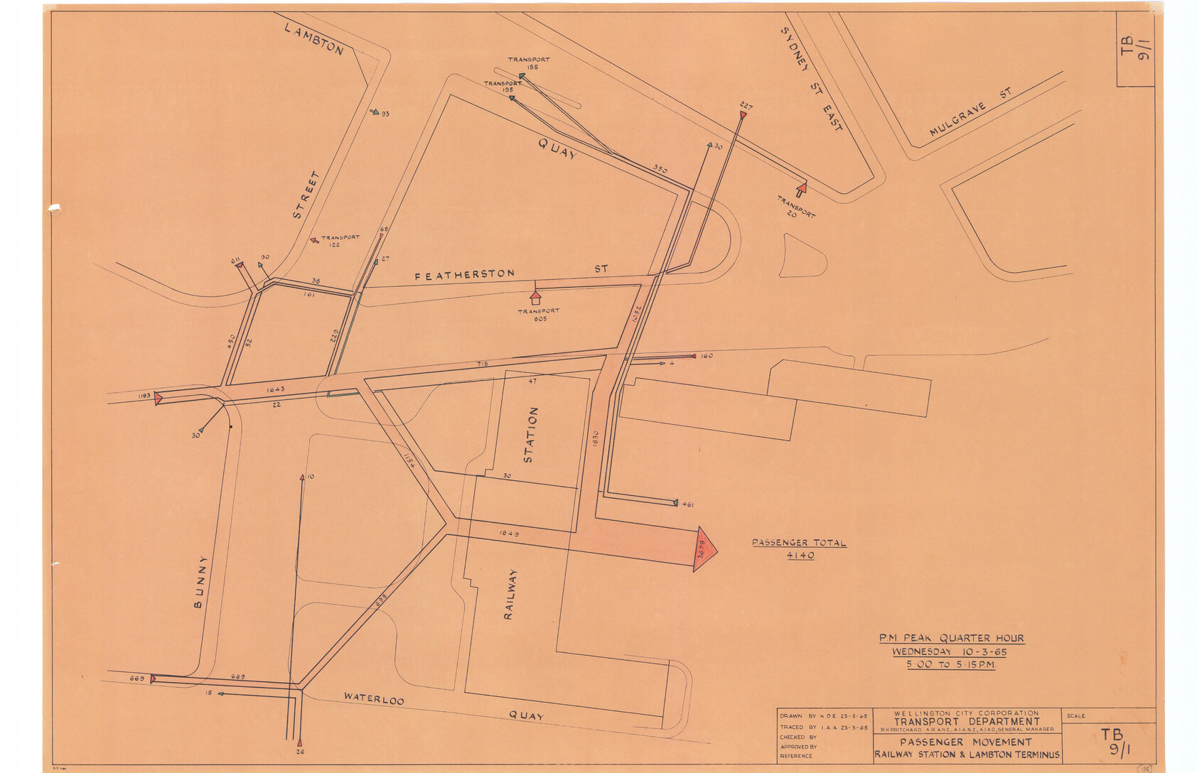 Passenger movement, Railway Station and Lambton Terminus, PM peak quarter hour