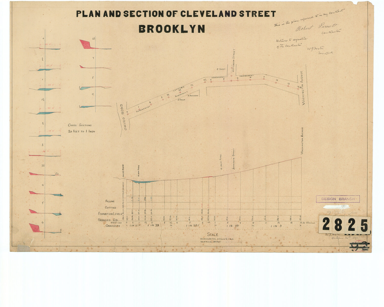 Plan and section of Cleveland Street Brooklyn