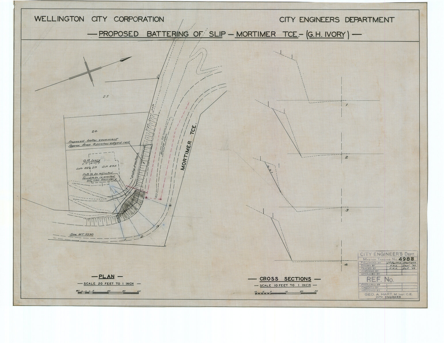 Proposed battering of slip - Mortimer Terrace (G. H. Ivory)