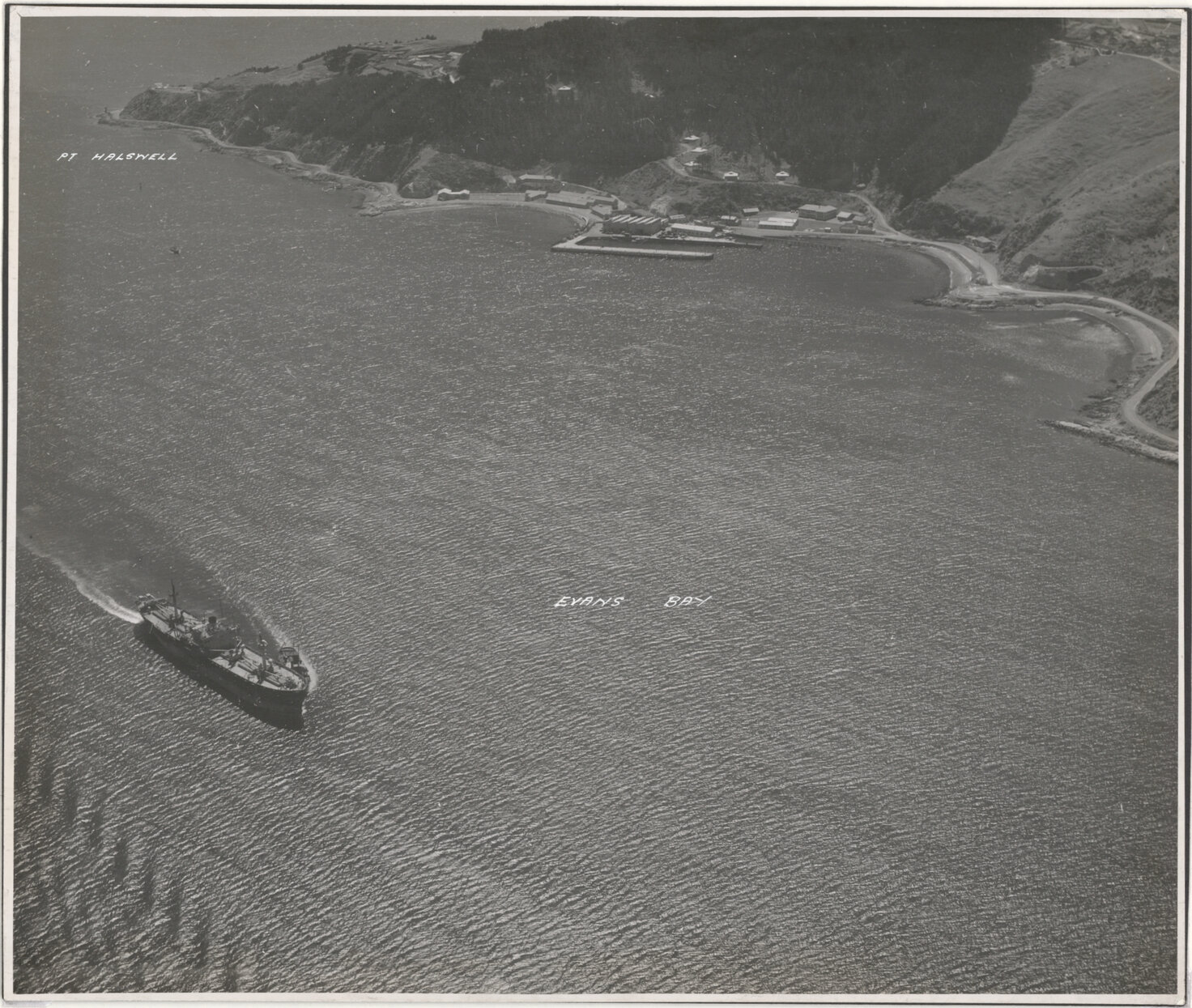 Aerial View of Wellington 1947, Evans Bay, Point Halswell