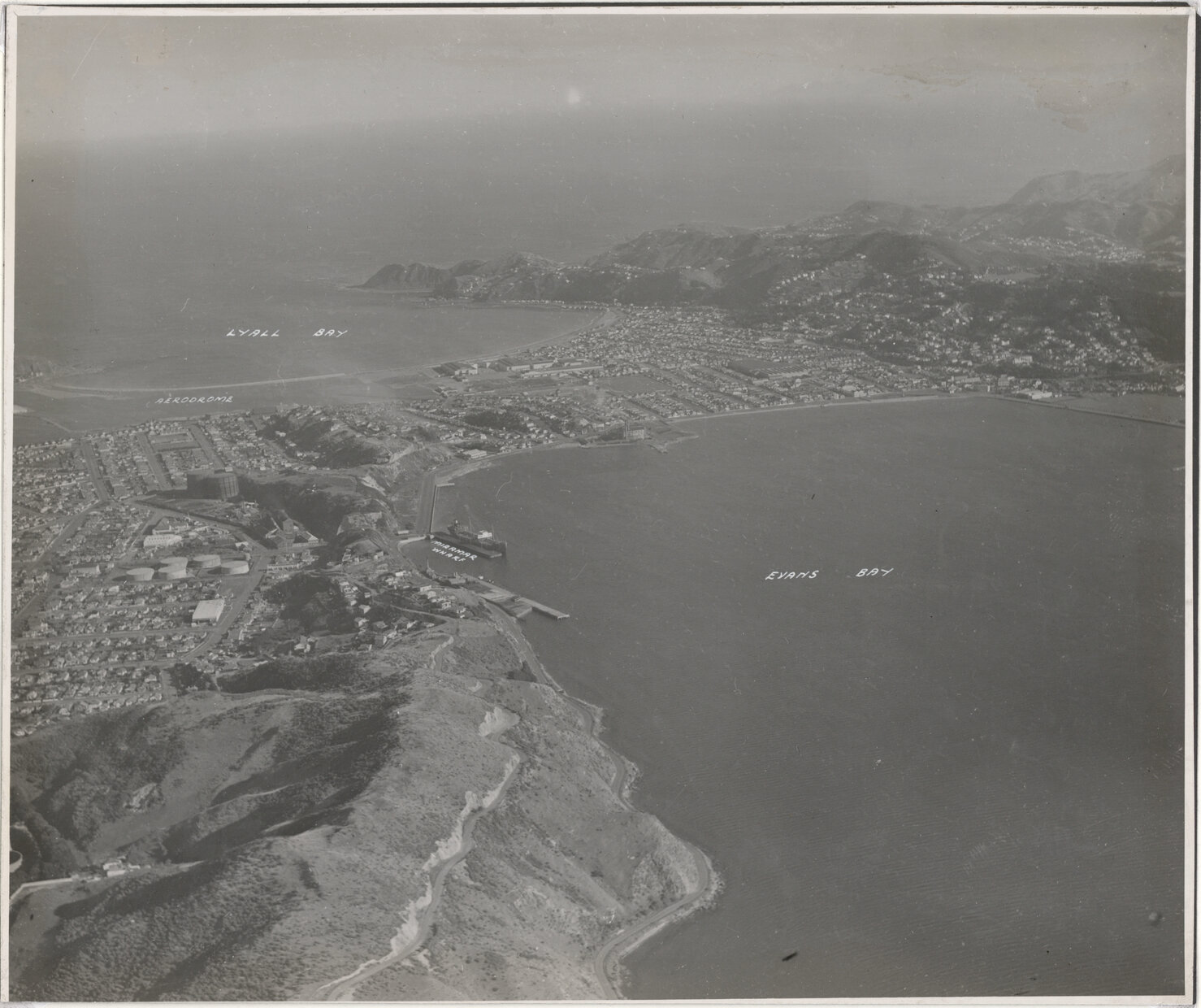 Aerial View of Wellington 1947, Evans Bay, Lyall Bay