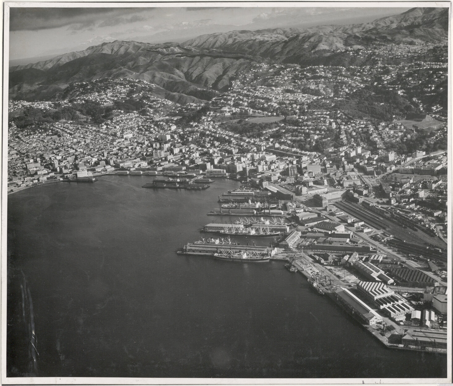 Aerial View of Wellington 1947, City, City to Brooklyn and Karori Hills