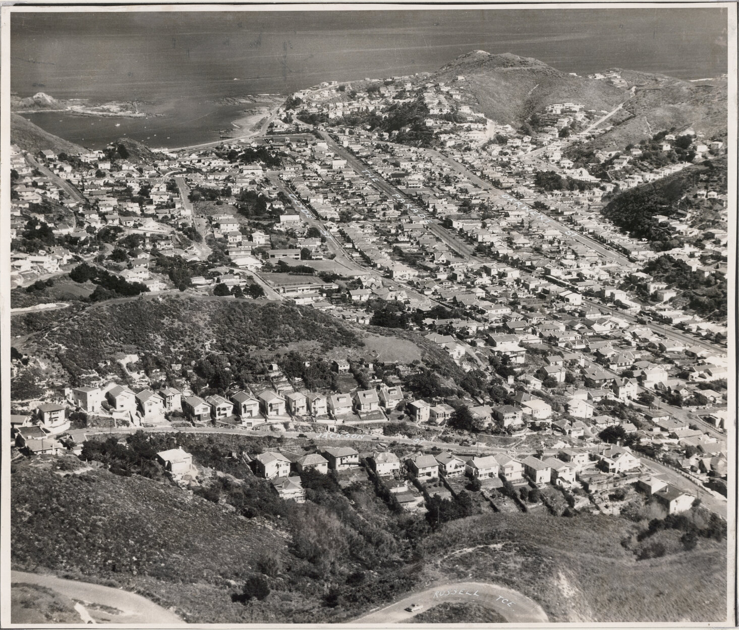 Aerial View of Wellington 1958, Island Bay