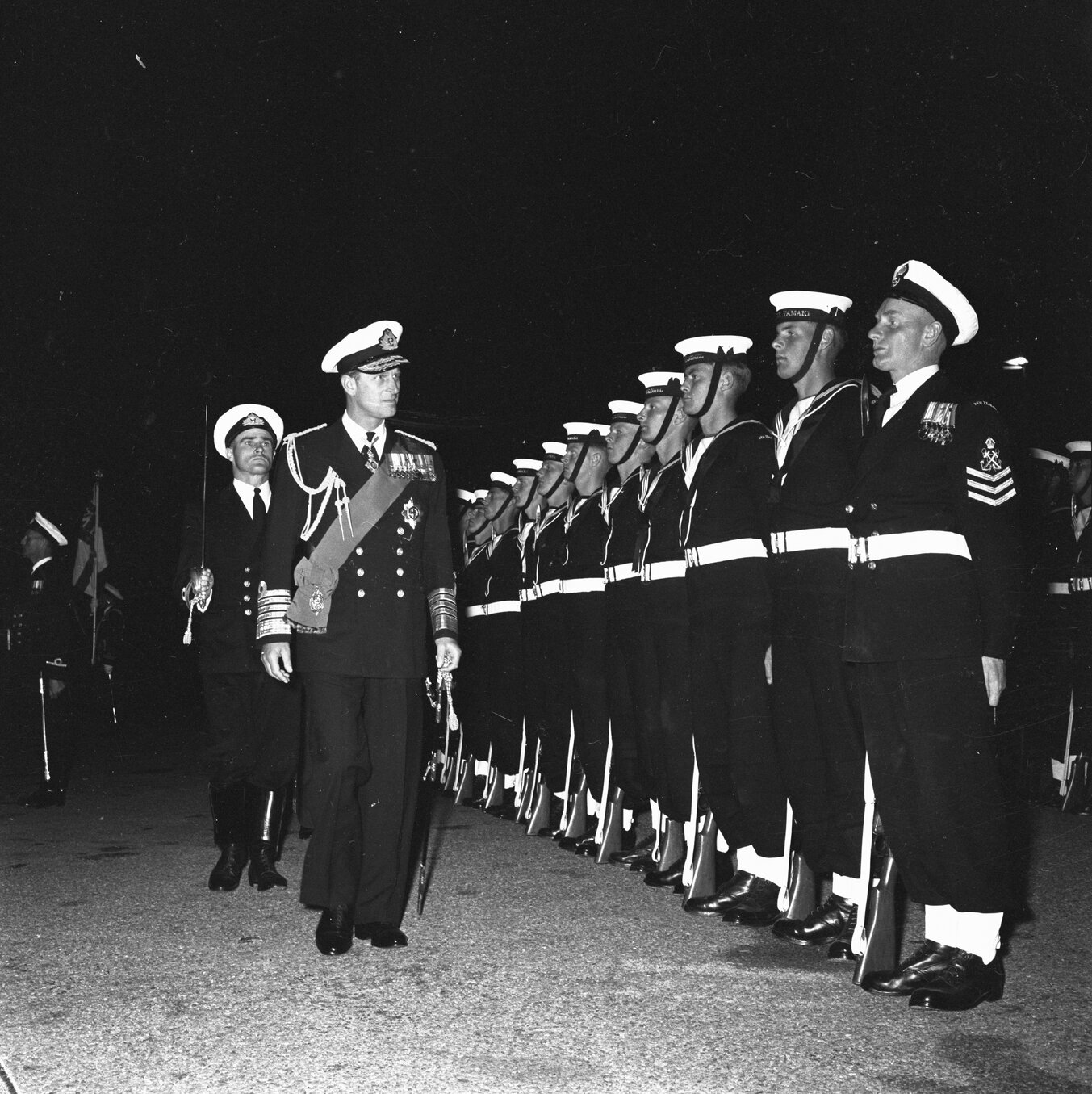 Duke of Edinburgh's visit: reviewing naval troops