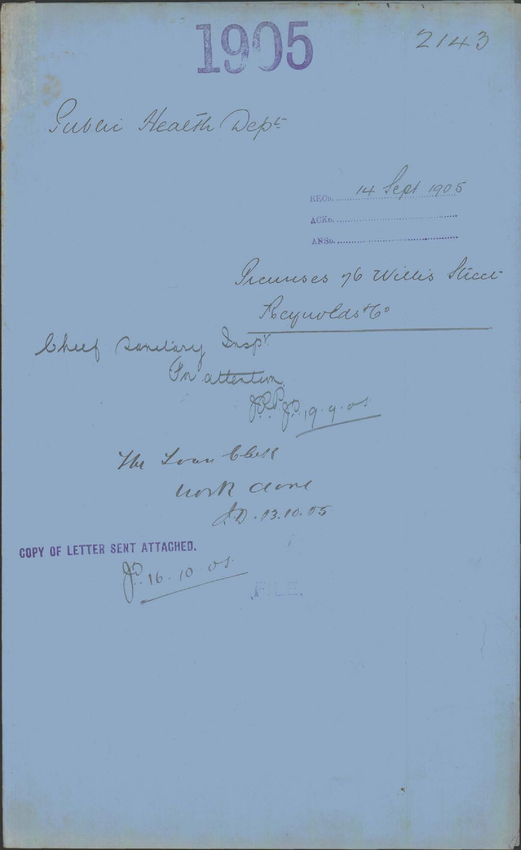 Premises, 76 Willis Street, Reynolds and Co - Public Health Department