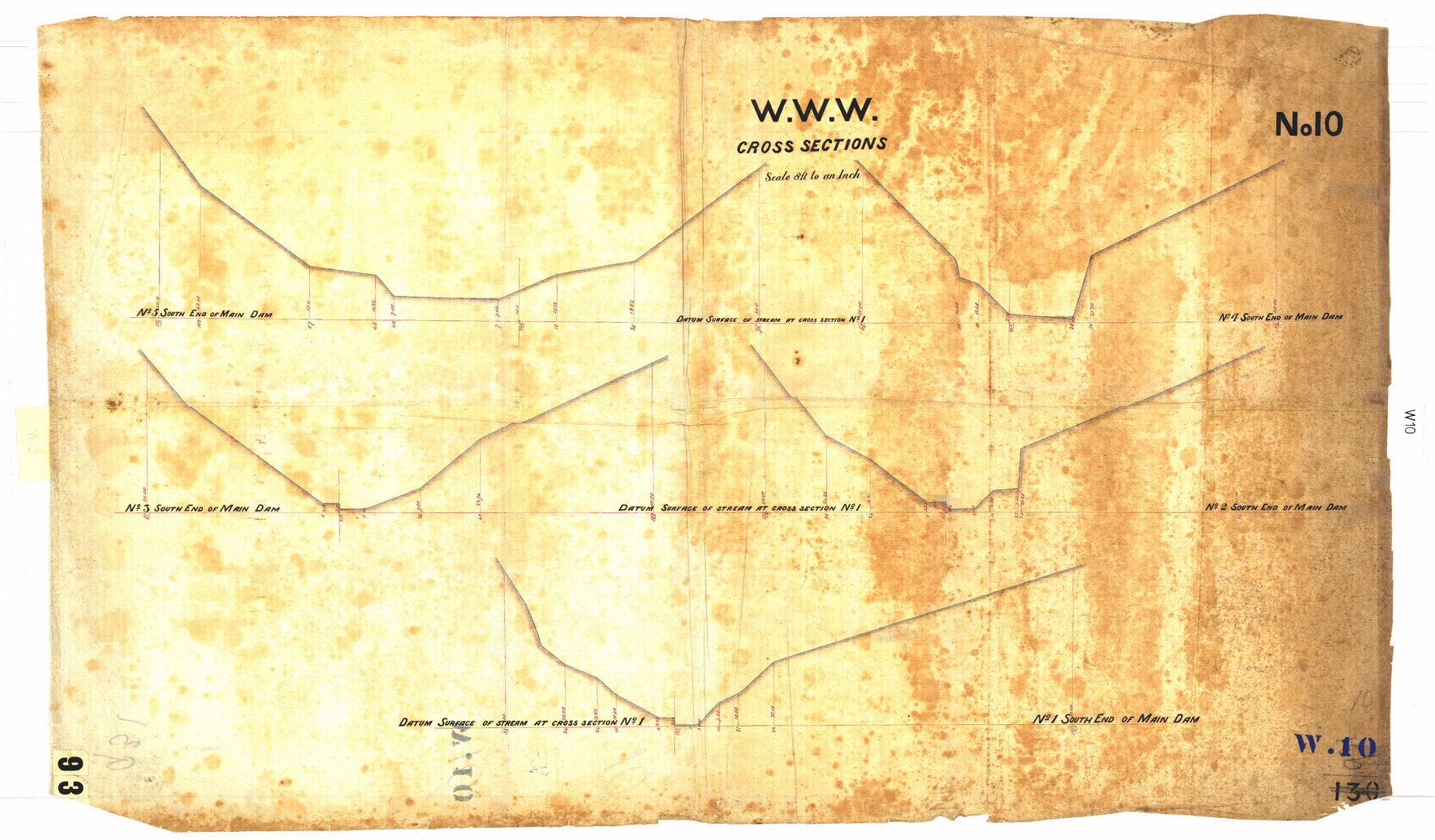 Karori Dam, Cross Sections, Sheet 10 - Circa 1874