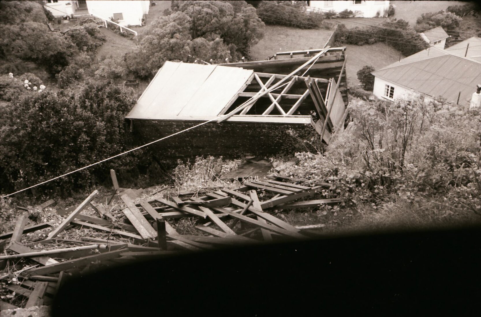 Garage destroyed by wind at 60 Anne Street