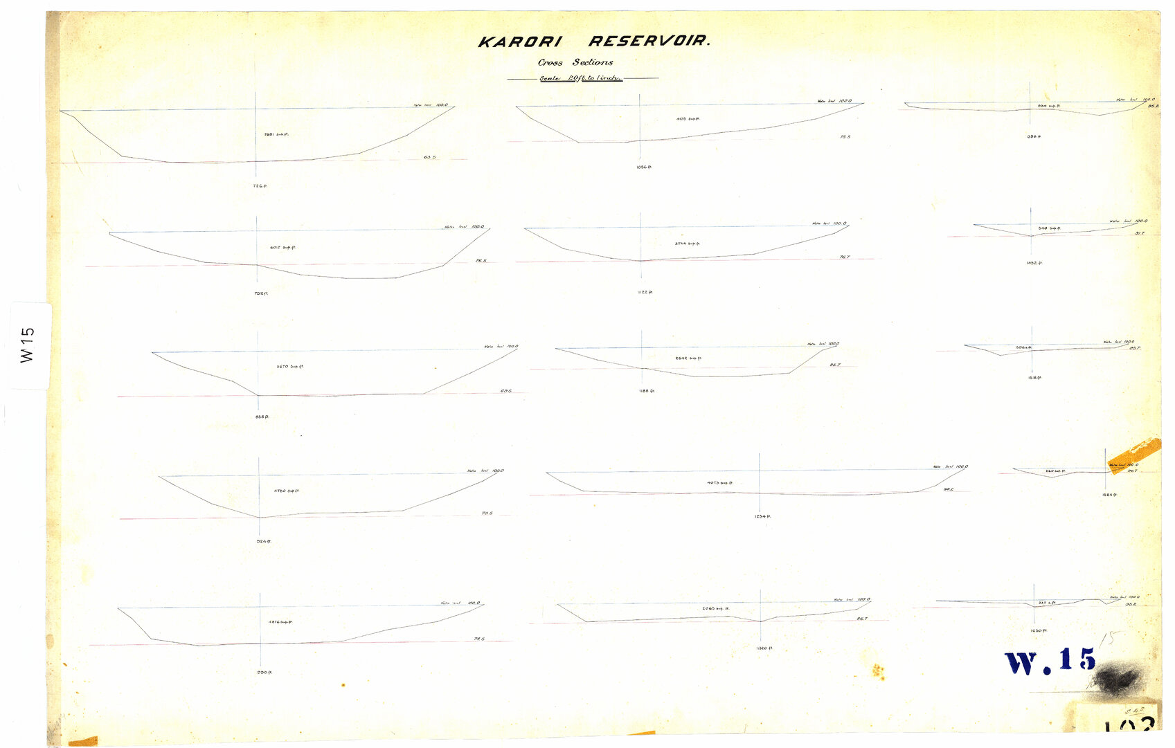 Karori Reservoir, cross sections