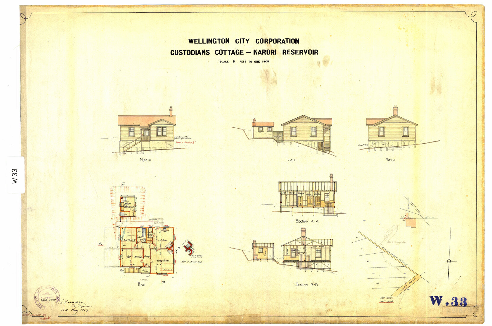 Karori Reservoir, custodians cottage - 18 May 1917