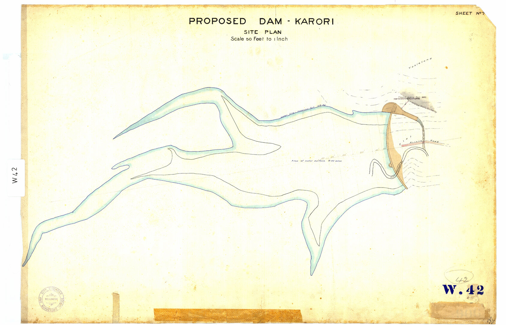 Proposed Dam, Karori, Sheet 7, Site Plan - 15 March 1906